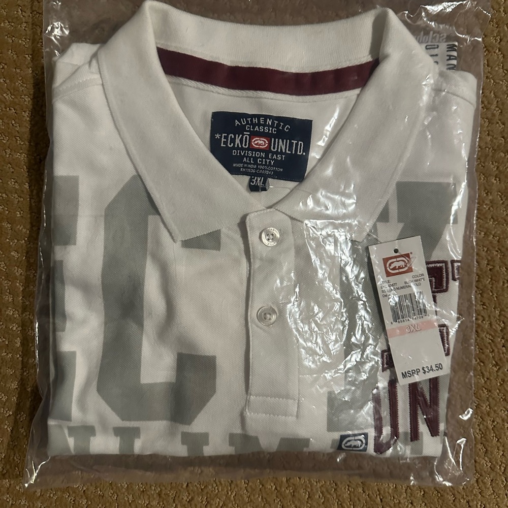 Ecko Unlimited White and Gray Polo Shirt for Men